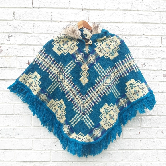 Aztec Tribal Poncho Pullover Sweater Jacket - Picture 1 of 6
